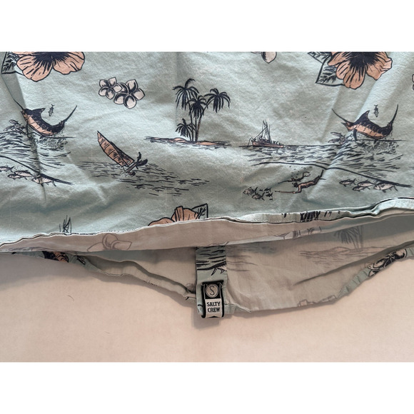 Salty Crew Button Shirt XL Tropic Sails Nautical Floral Outdoor Blue Short Sleev - Picture 11 of 12
